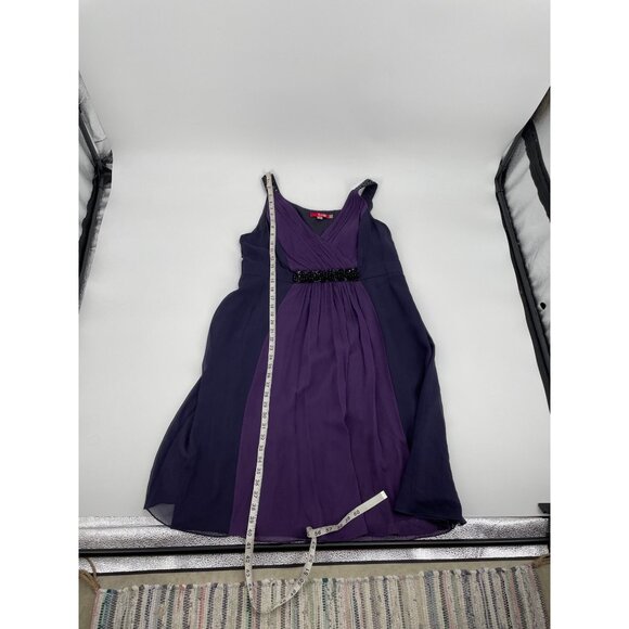 Boden Sleeveless Formal Chiffon Dress Size 14 100% Silk Purple Embellished Waist - Picture 9 of 9